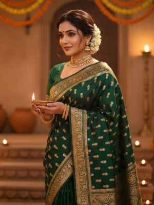 WhatsApp Image 2026-02-25 at 1.42.33 PM Banarasi Green Saree